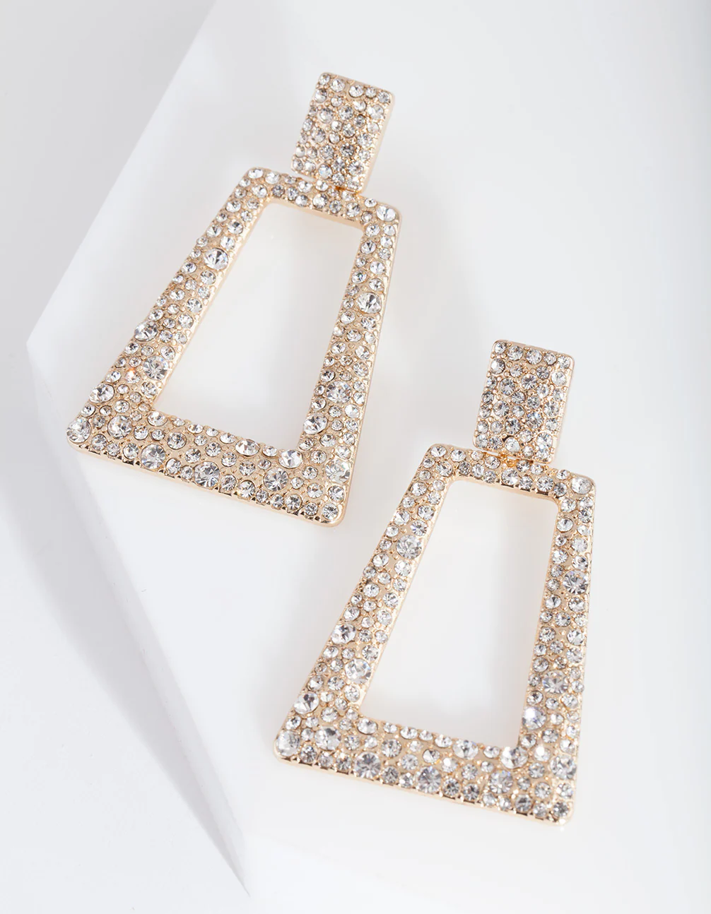 Gold Diamante Geometric Earrings