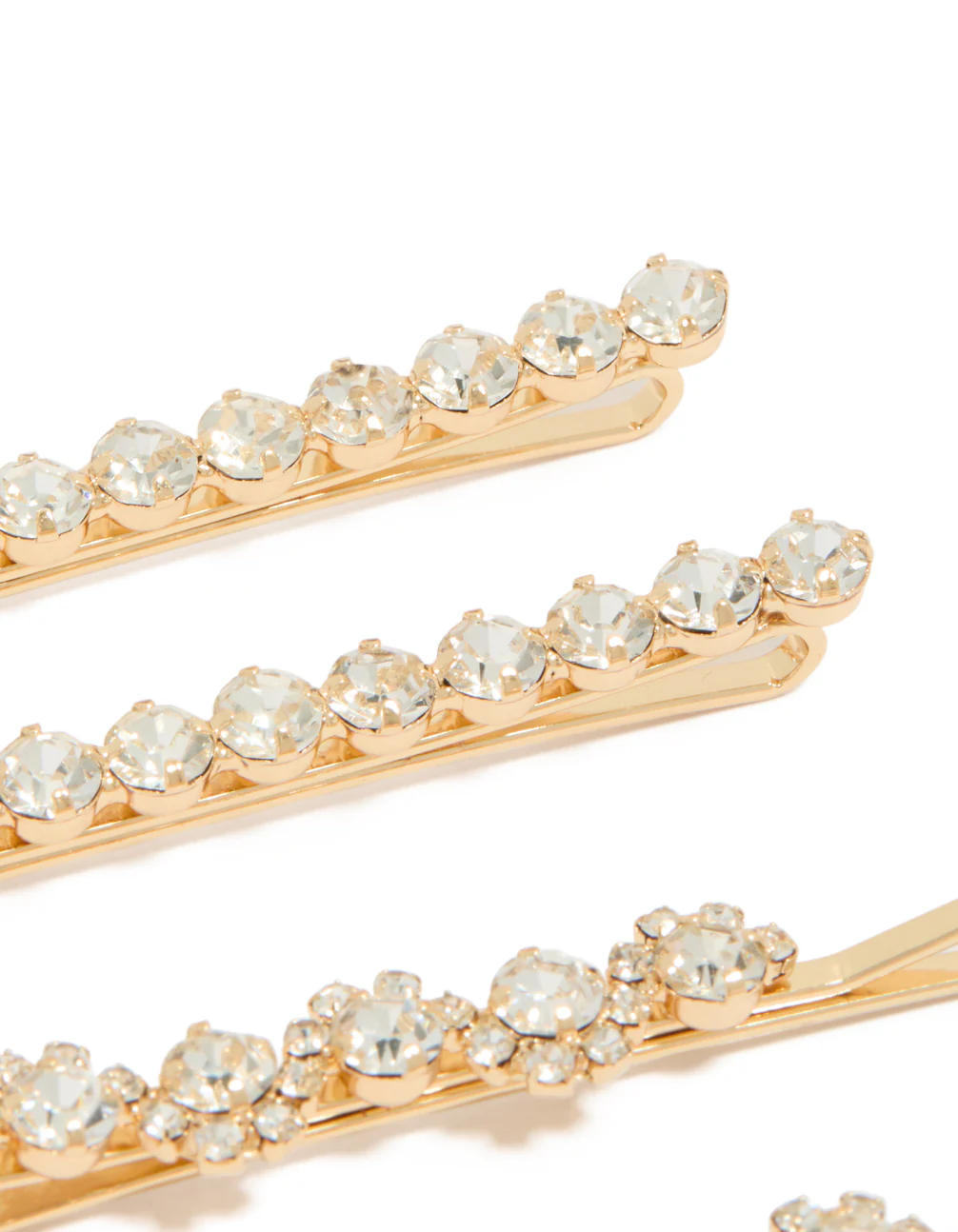 Gold Diamante Hair Clips 4-Pack - Image 2