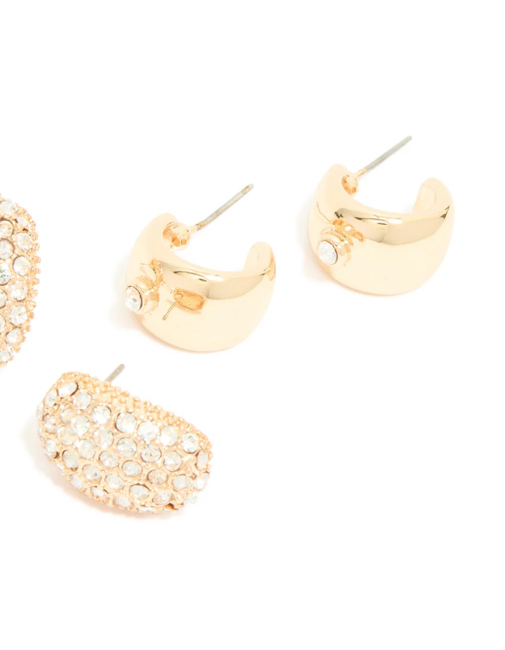 Gold Diamante Hoop Earrings 3-Pack - Image 5