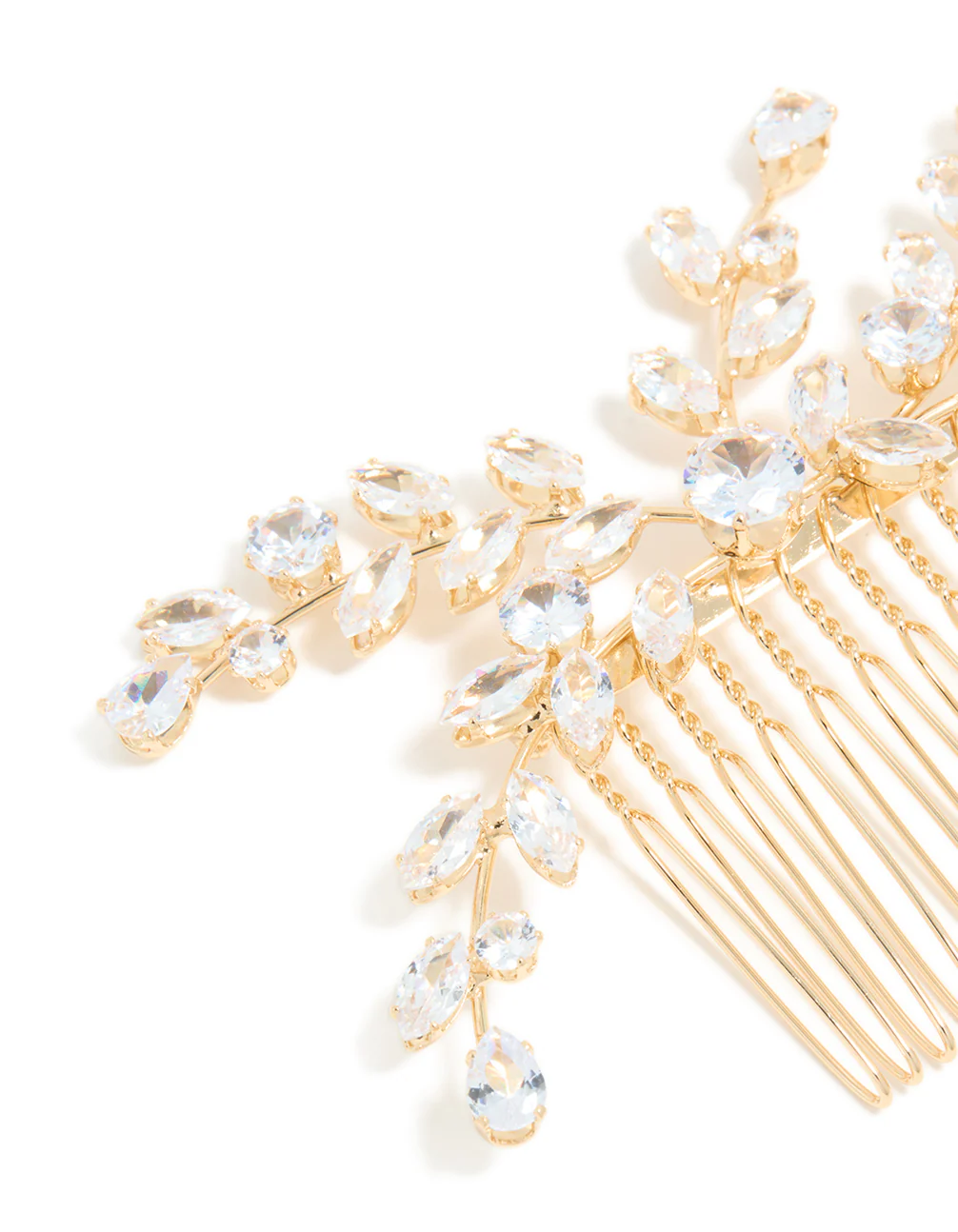 Gold Diamante Leaf Comb - Image 2