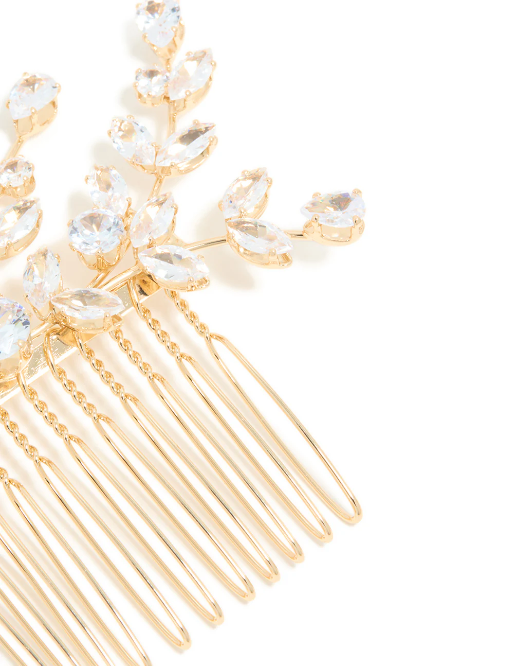Gold Diamante Leaf Comb - Image 3