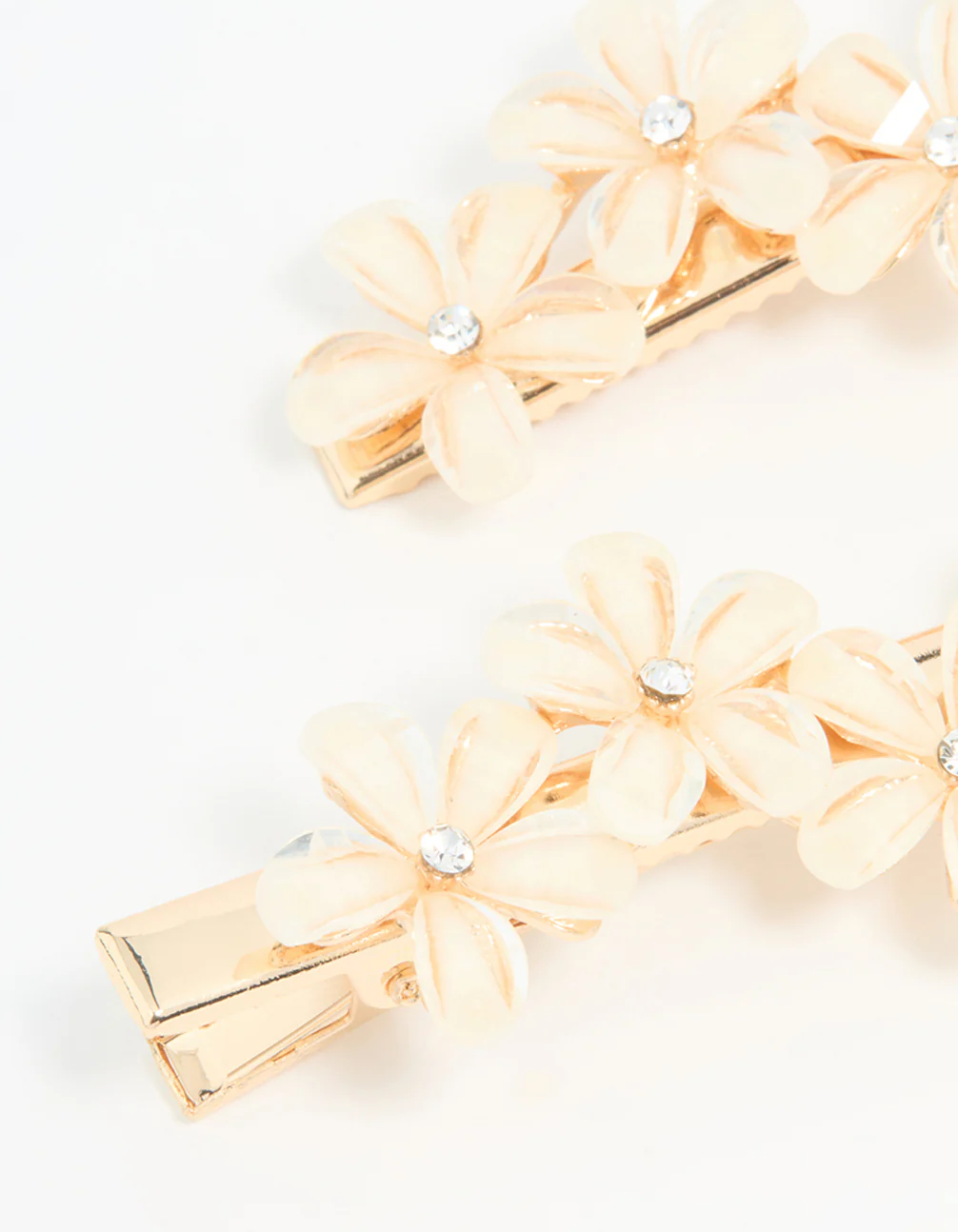 Gold Diamante Mini Flower Clips 2-Pack - Image 2