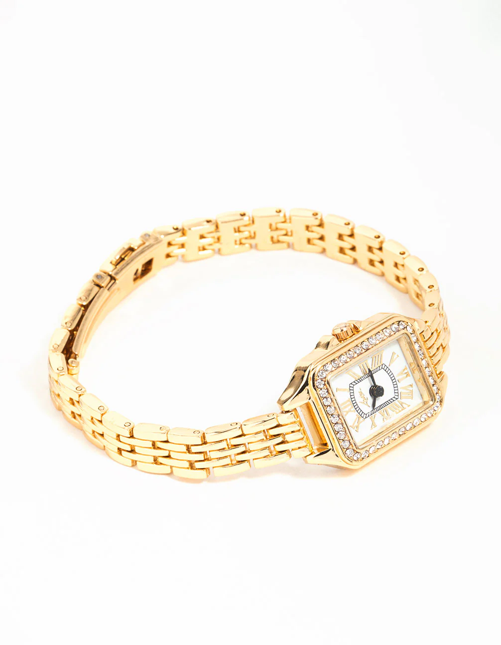 Gold Diamante Mini Rectangular Watch - Image 2