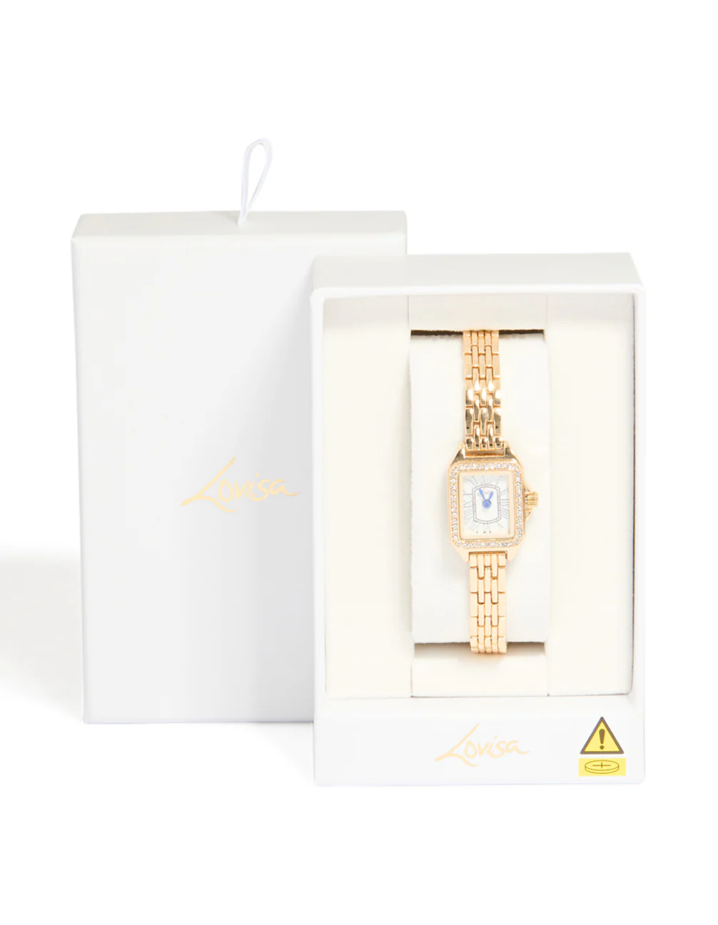 Gold Diamante Mini Rectangular Watch - Image 3