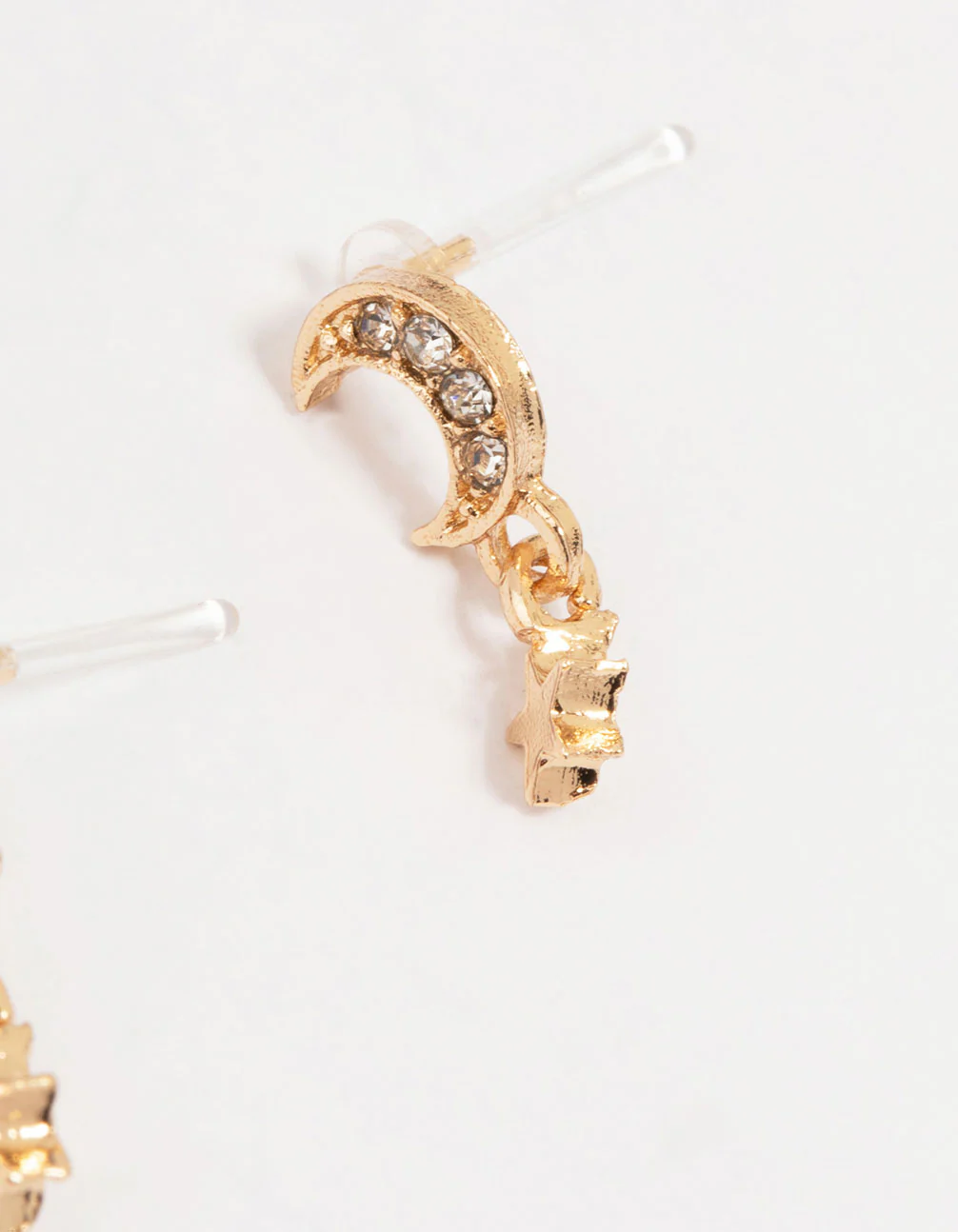 Gold Diamante Moon Celestial Stud Earrings 4-Pack - Image 3