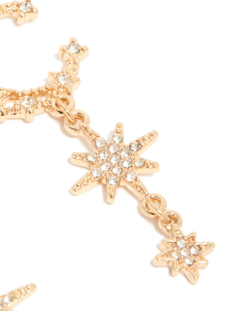 Gold Diamante Moon & Star Celestial Drop Earrings - Image 5