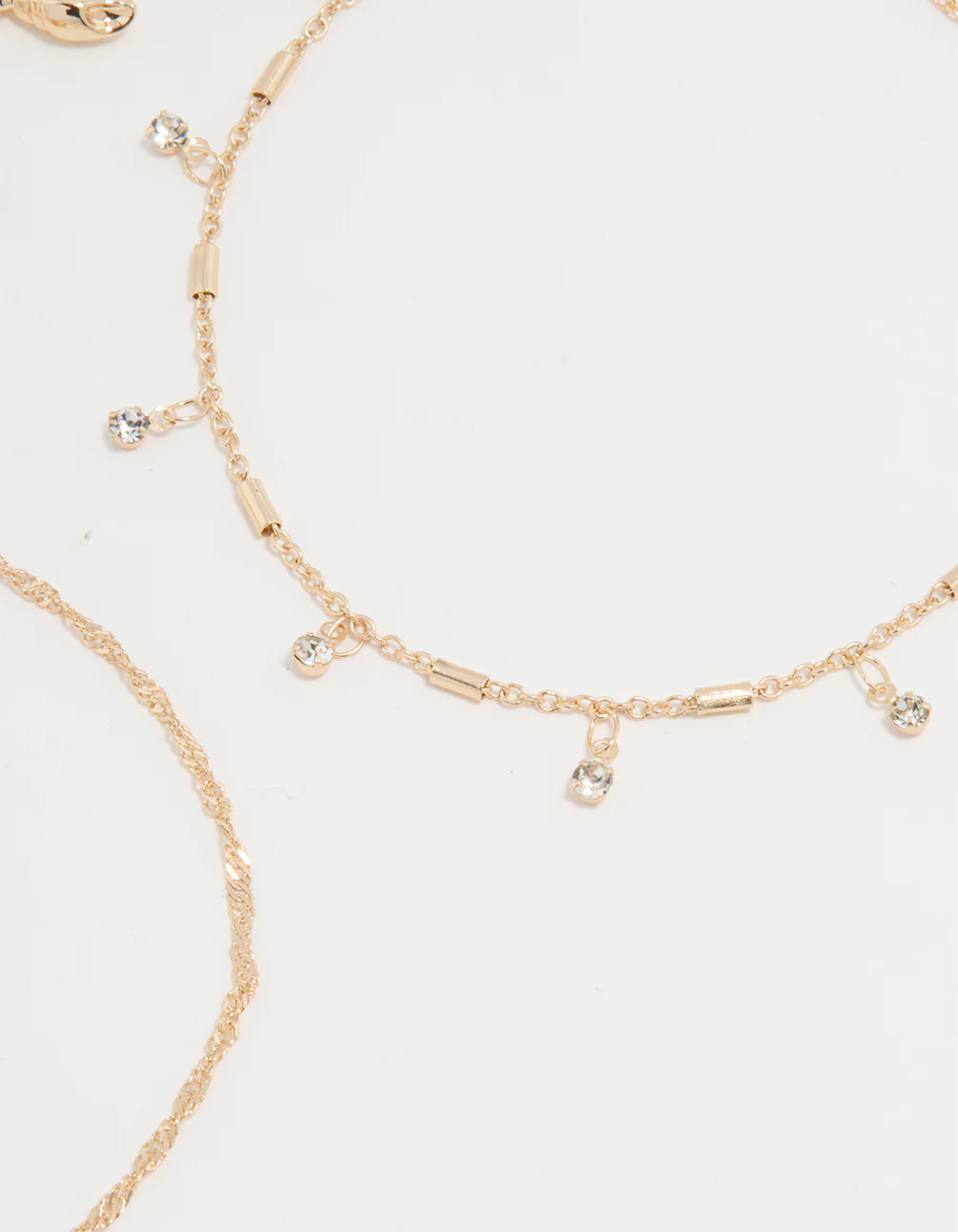 Gold Diamante & Ocean Charm Anklets 3-Pack - Image 3