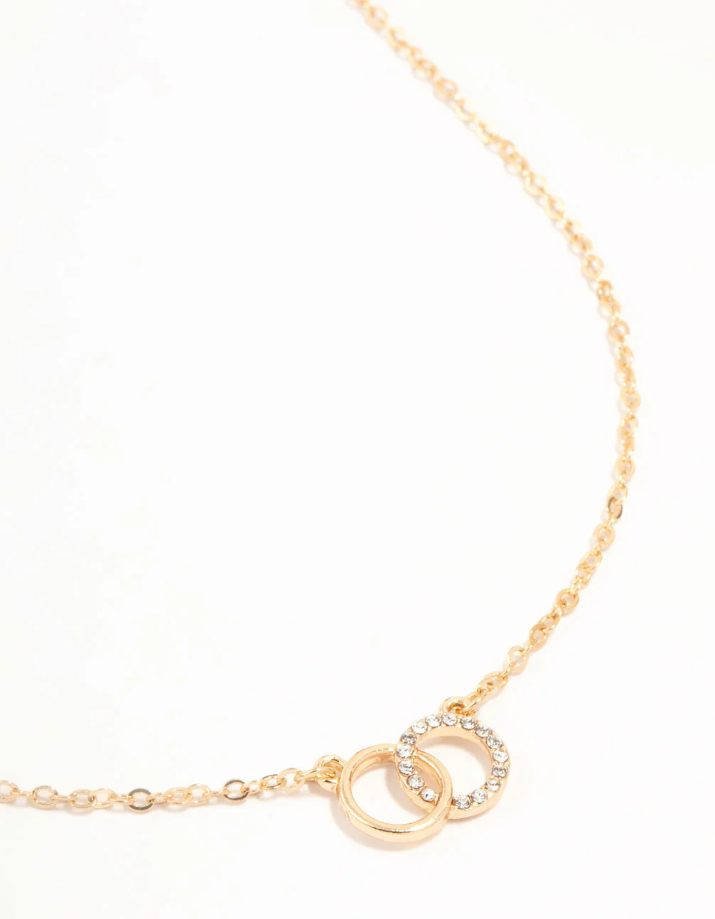 Gold Diamante Open Circle Necklace - Image 2
