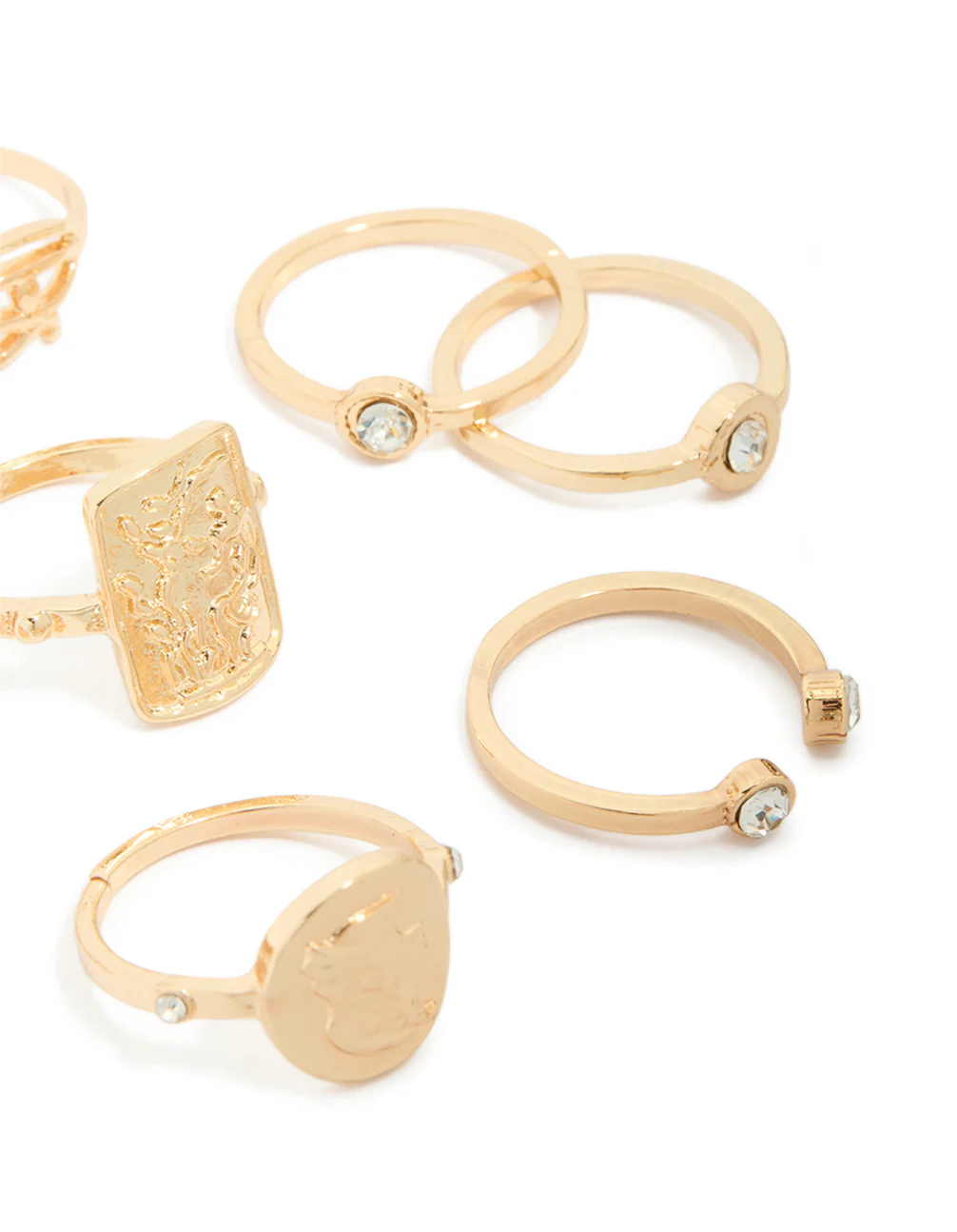 Gold Diamante Roman Numeral Rings 9-Pack - Image 3