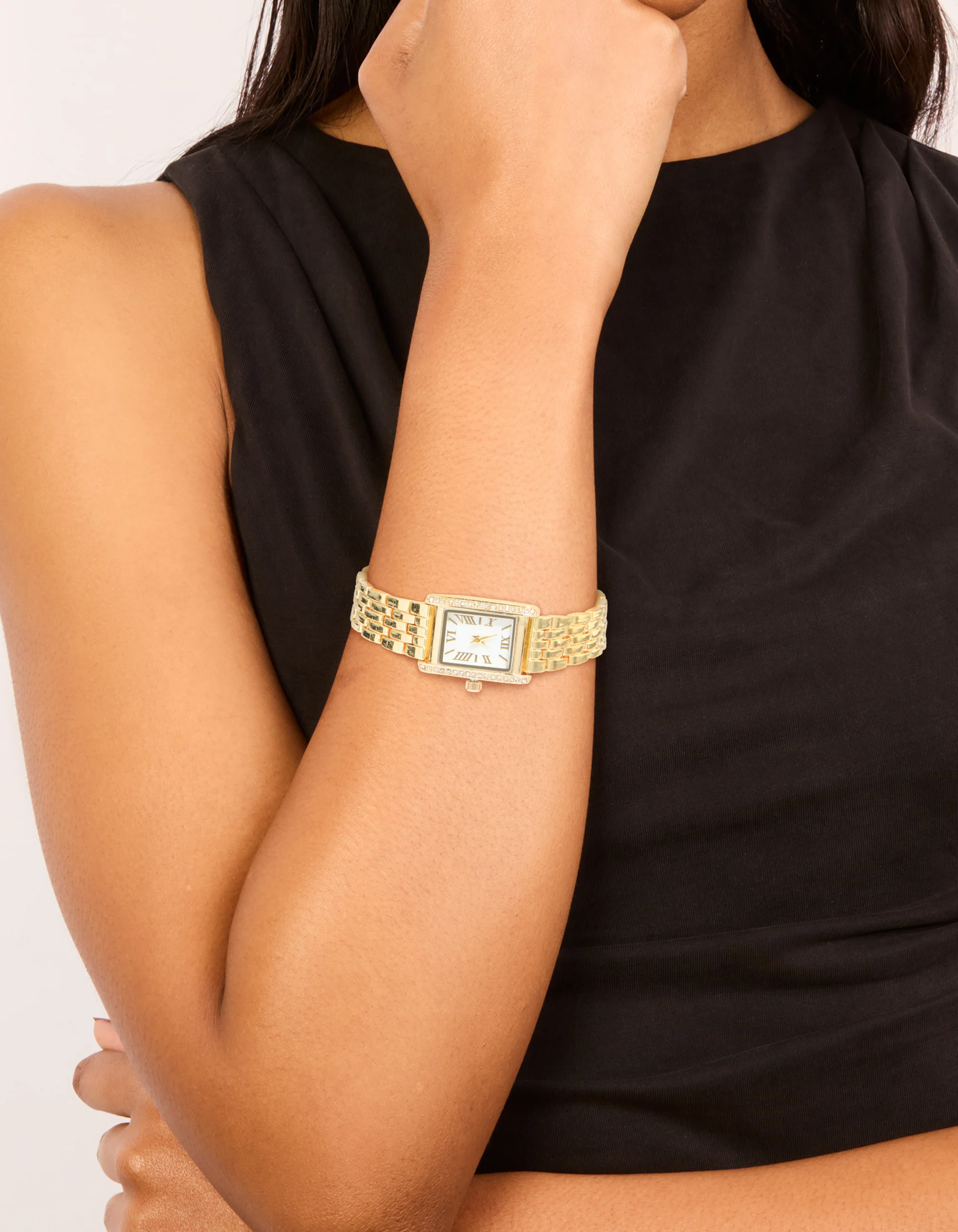 Gold & Diamante Roman Numeral Watch