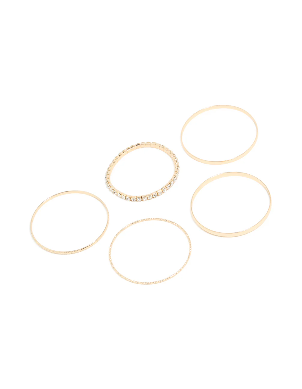 Gold Diamante & Shiny Bangles 5-Pack