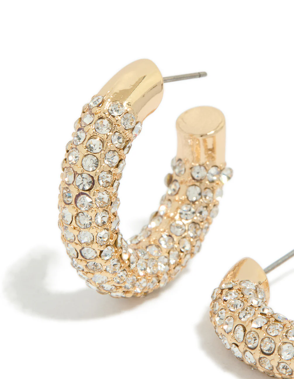 Gold Diamante Small Hoop Earrings - Image 4
