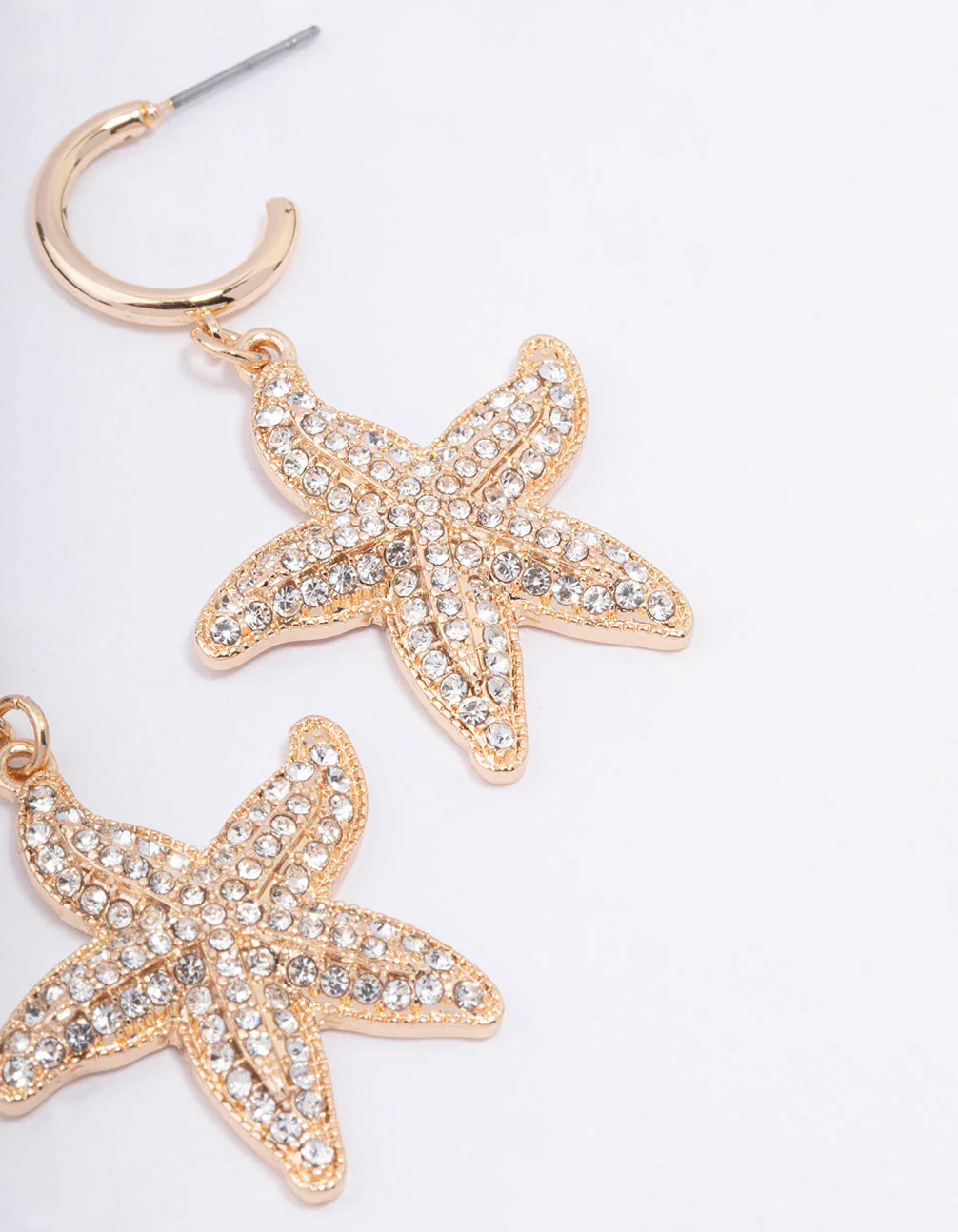 Gold Diamante Starfish Hoop Earrings - Image 3