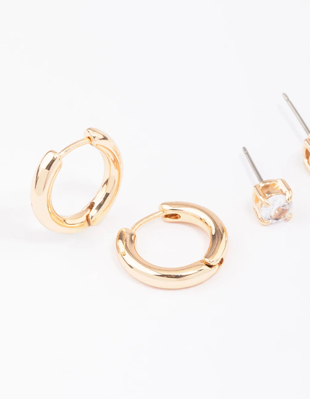 Gold Diamante Stud & Hoop Earring Pack - Image 3