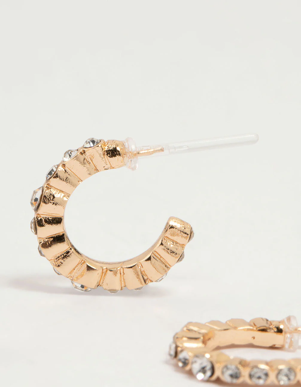 Gold Diamante Stud & Hoop Earrings 4-Pack - Image 3