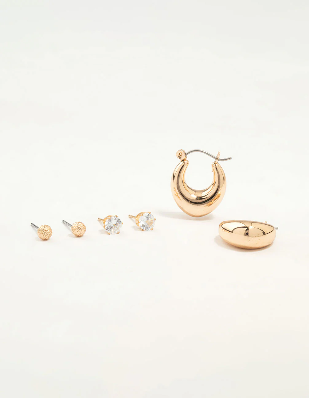 Gold Diamante Studs & Hoop Earrings 3-Pack