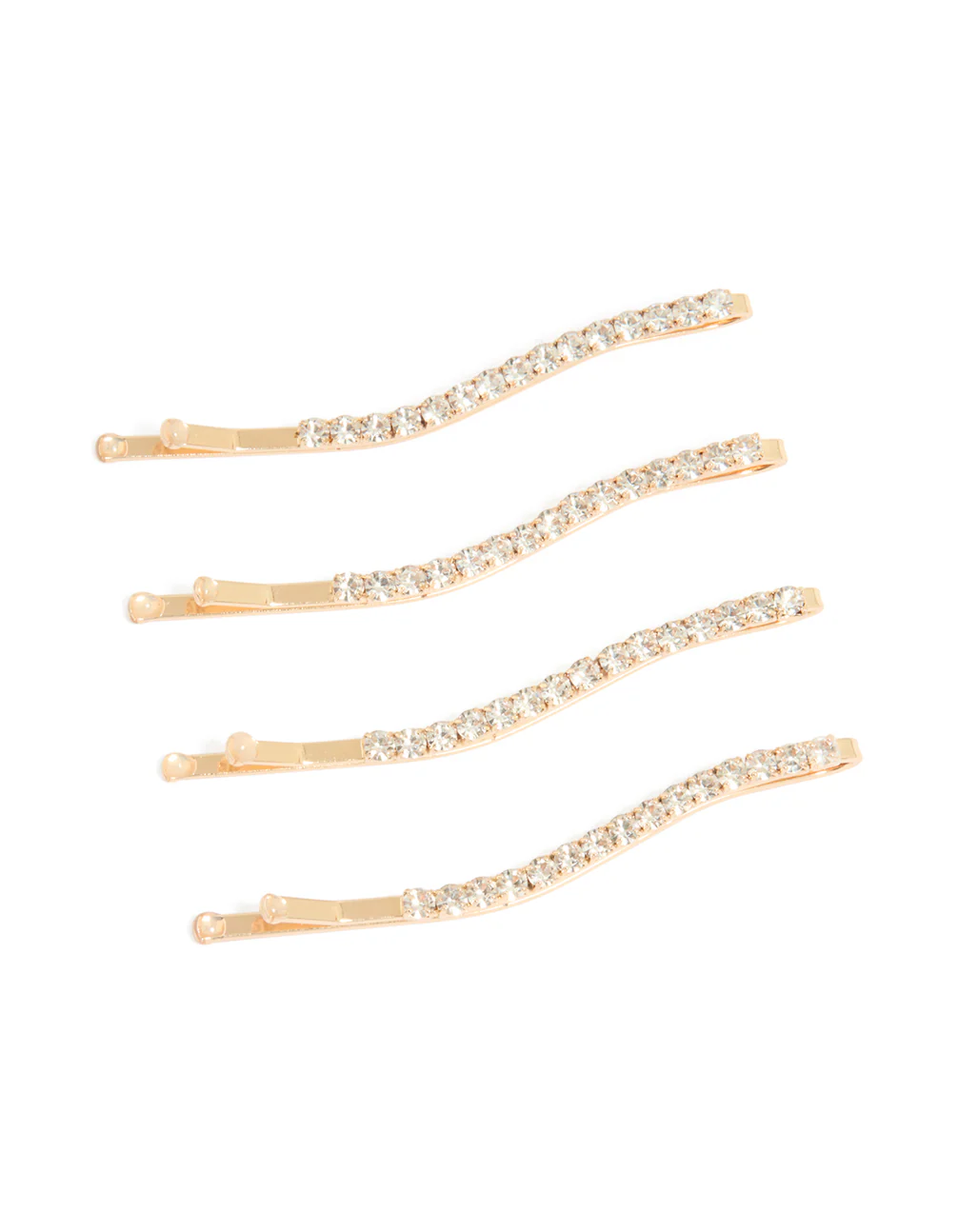 Gold Diamante Wavy Hair Clips 4-Pack