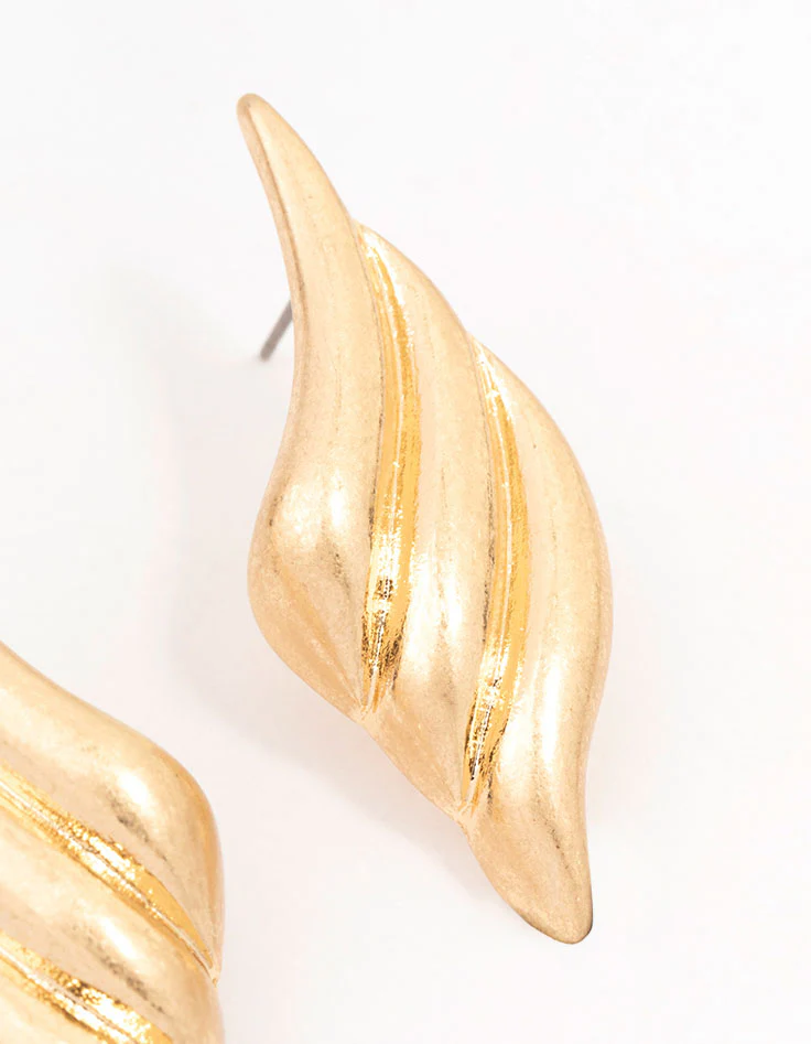 Gold Diamante Shaped Stud Earrings - Image 3