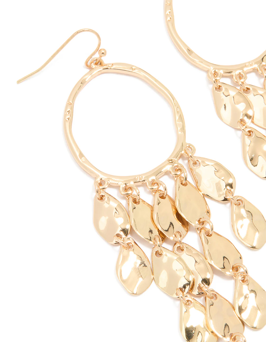 Gold Disc Fountain Drop Earrings - Image 2