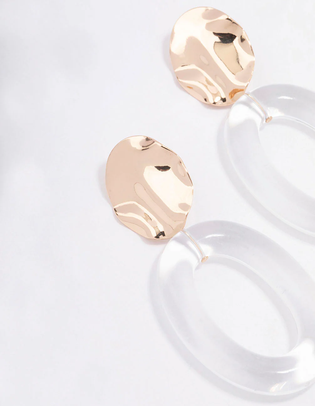 Gold Disc Transparent Drop Earrings - Image 2
