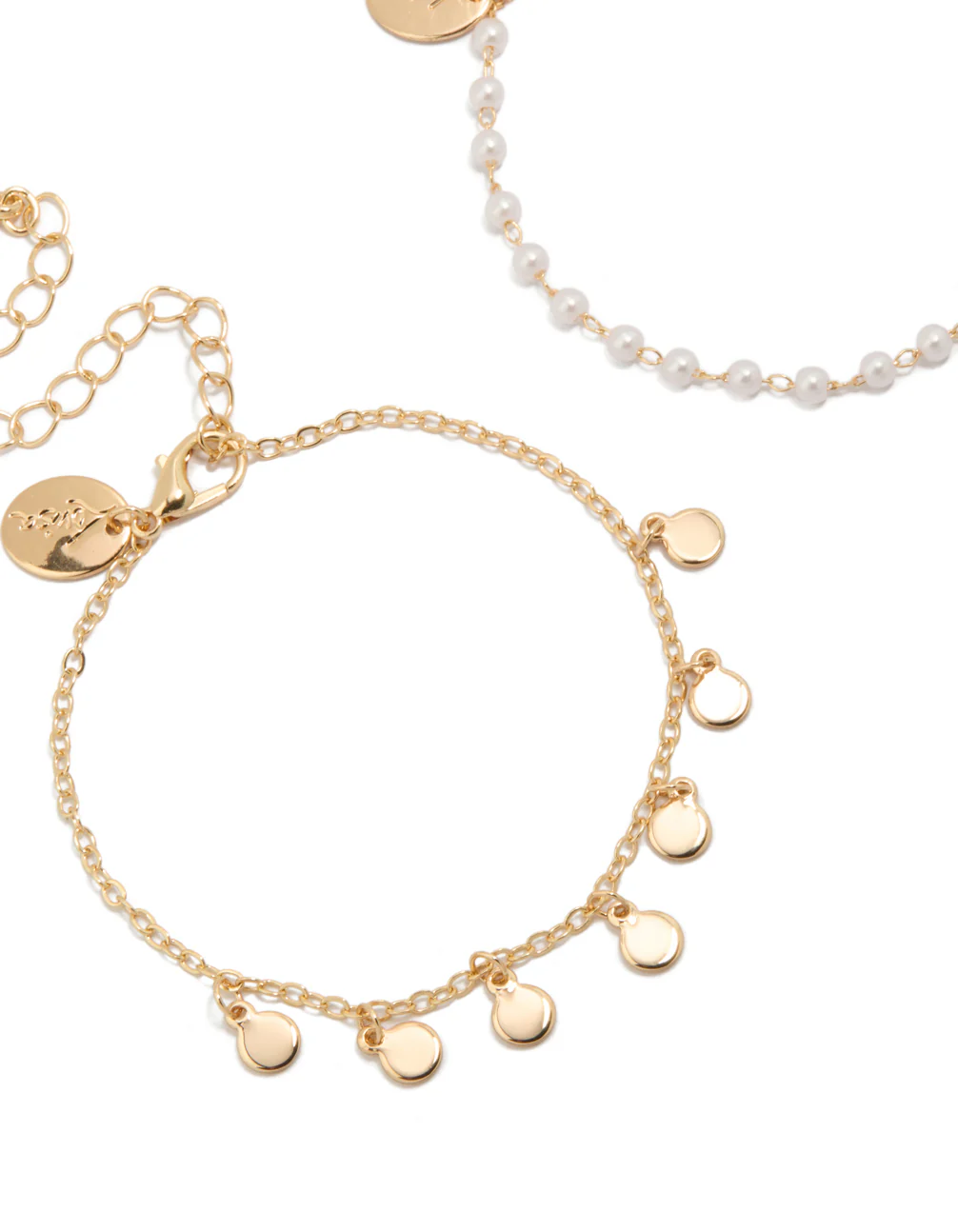 Gold Discs & Pearl Bracelets 2-Pack - Image 2