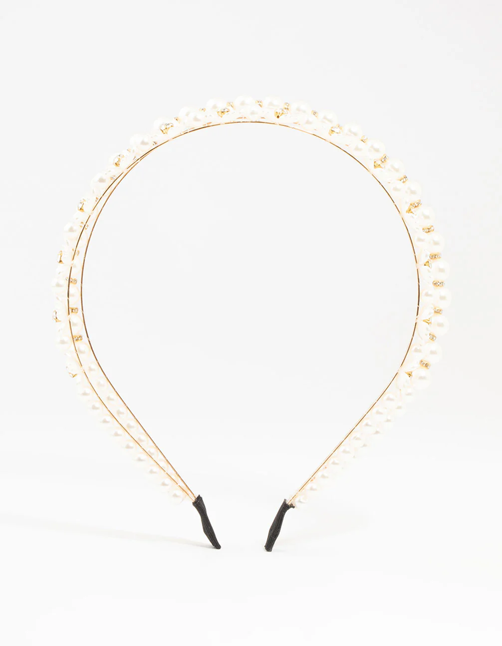Gold Double Layered Pearl & Flower Headband