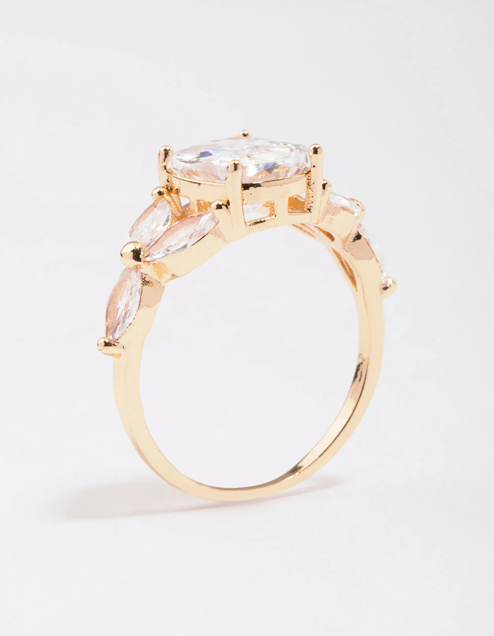 Gold Elegant Floral Cubic Zirconia Ring - Image 2