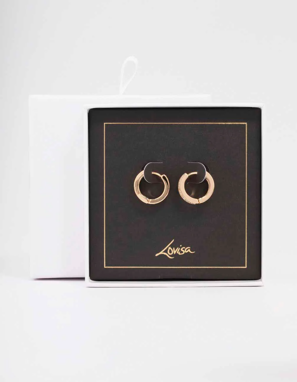 Gold Encased Diamante Huggie Earrings - Image 2