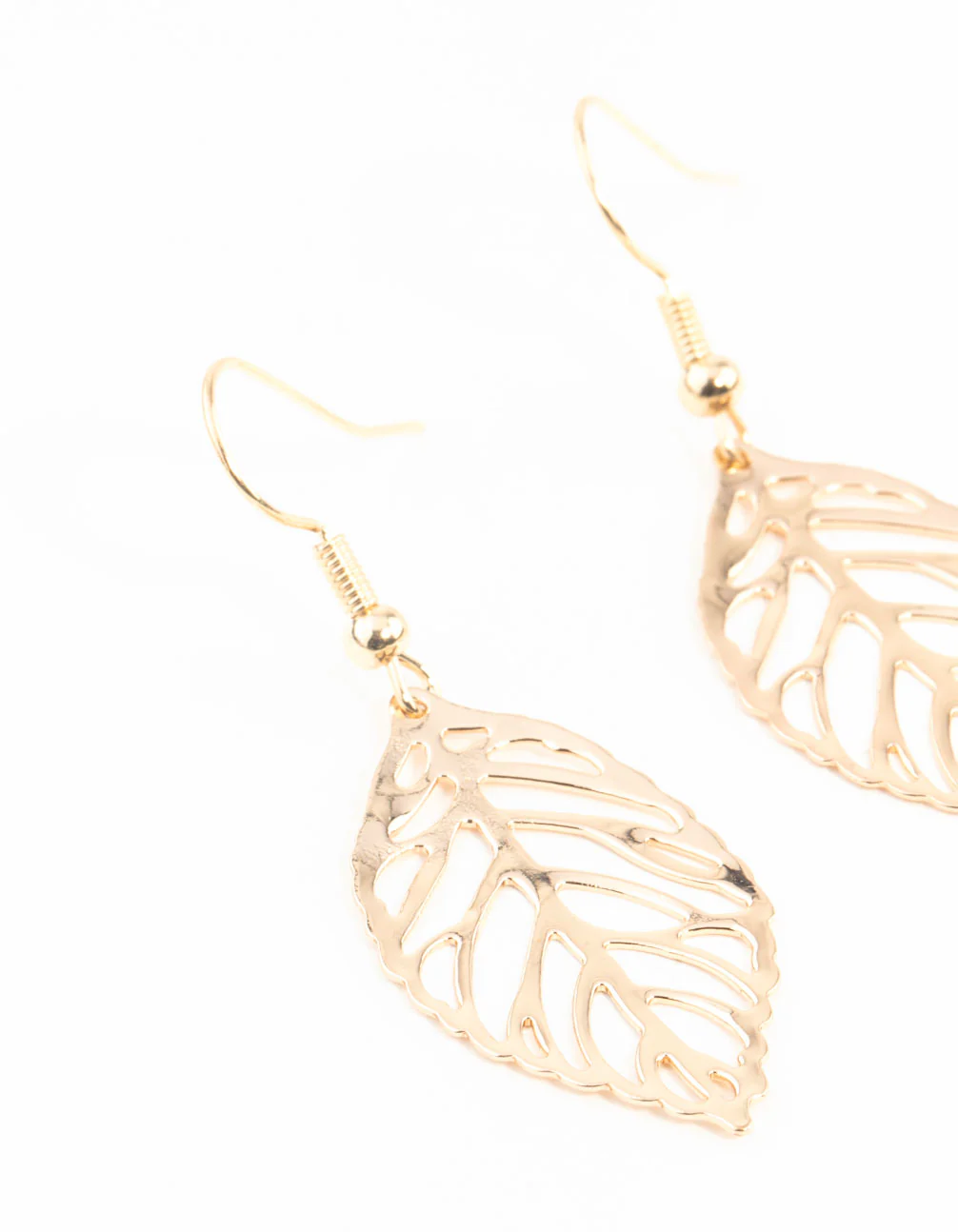 Gold Filigree Leaf Drop Earrings - Image 4