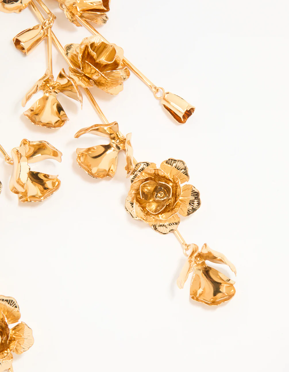 Gold Floral Large Drop Earrings - Image 3