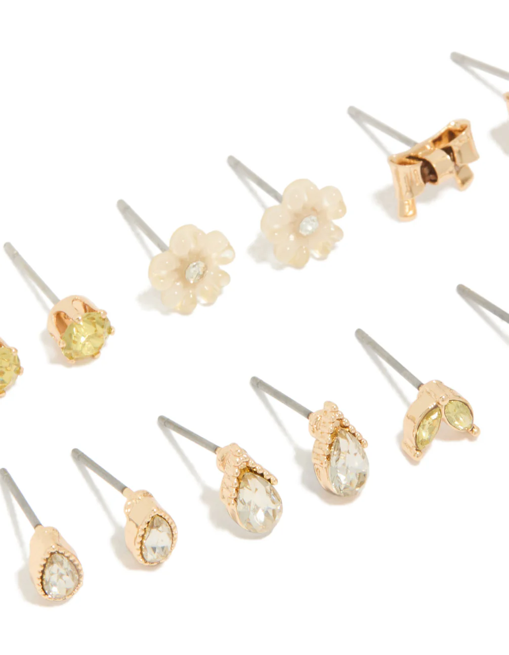 Gold Flower & Bow Earrings 7-Pack - Image 2
