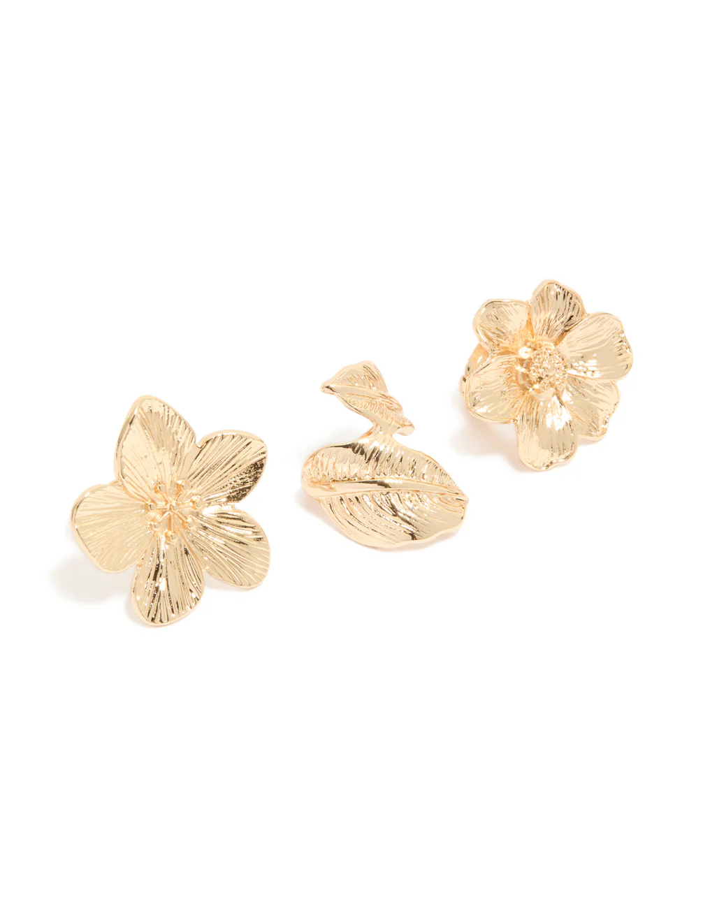Gold Flower Rings 3-Pack - Image 2