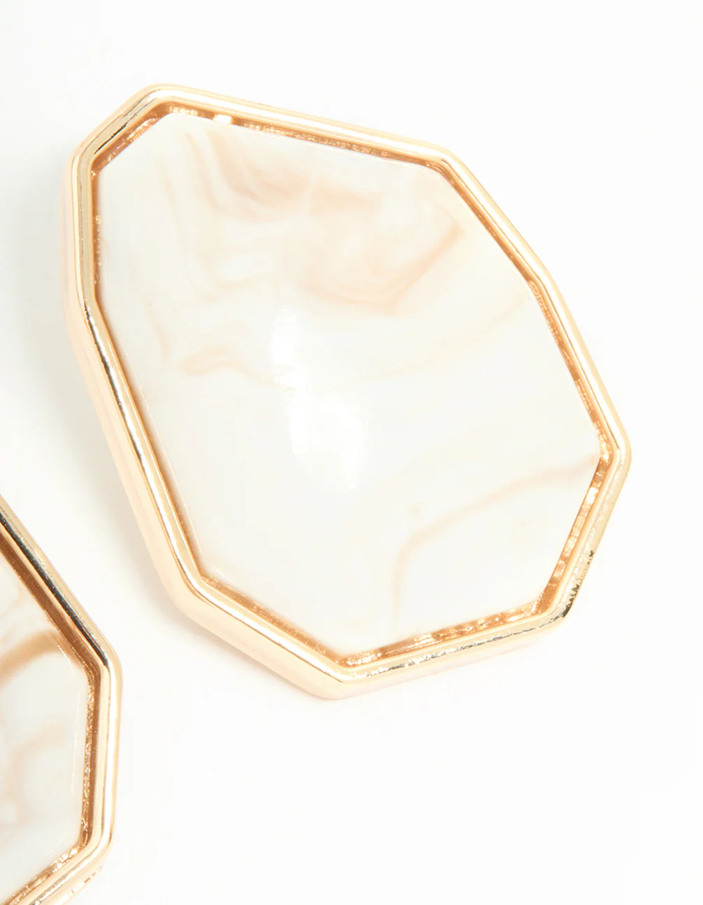 Gold Geometric Stone Stud Earrings - Image 5