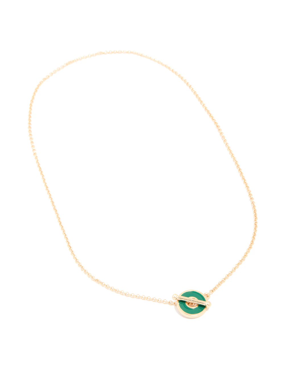 Gold Green Circle Pendant T & O Necklace - Image 2