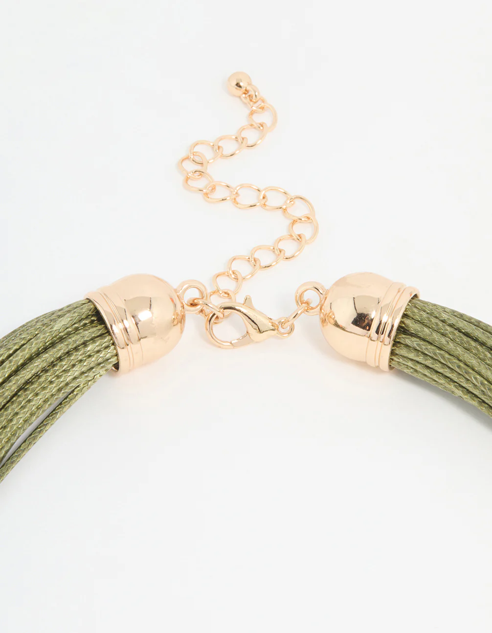 Gold Green Cord Ball Layered Necklace - Image 3