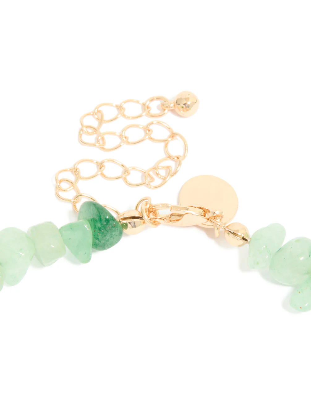 Gold Green Semi Precious Chip & Molten Pearl Necklace - Image 5