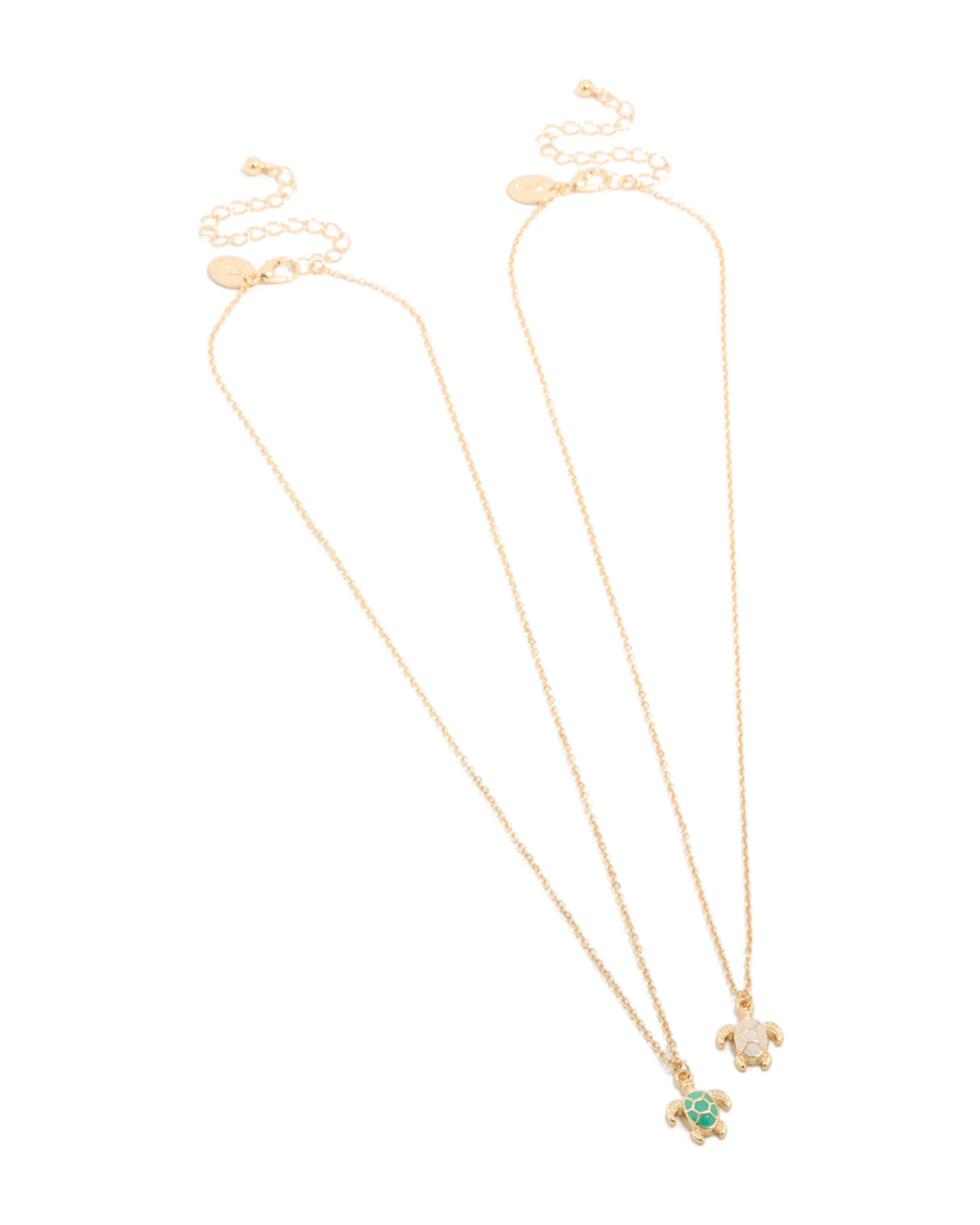 Gold Green & White Turtle Necklaces 2-Pack - Image 2
