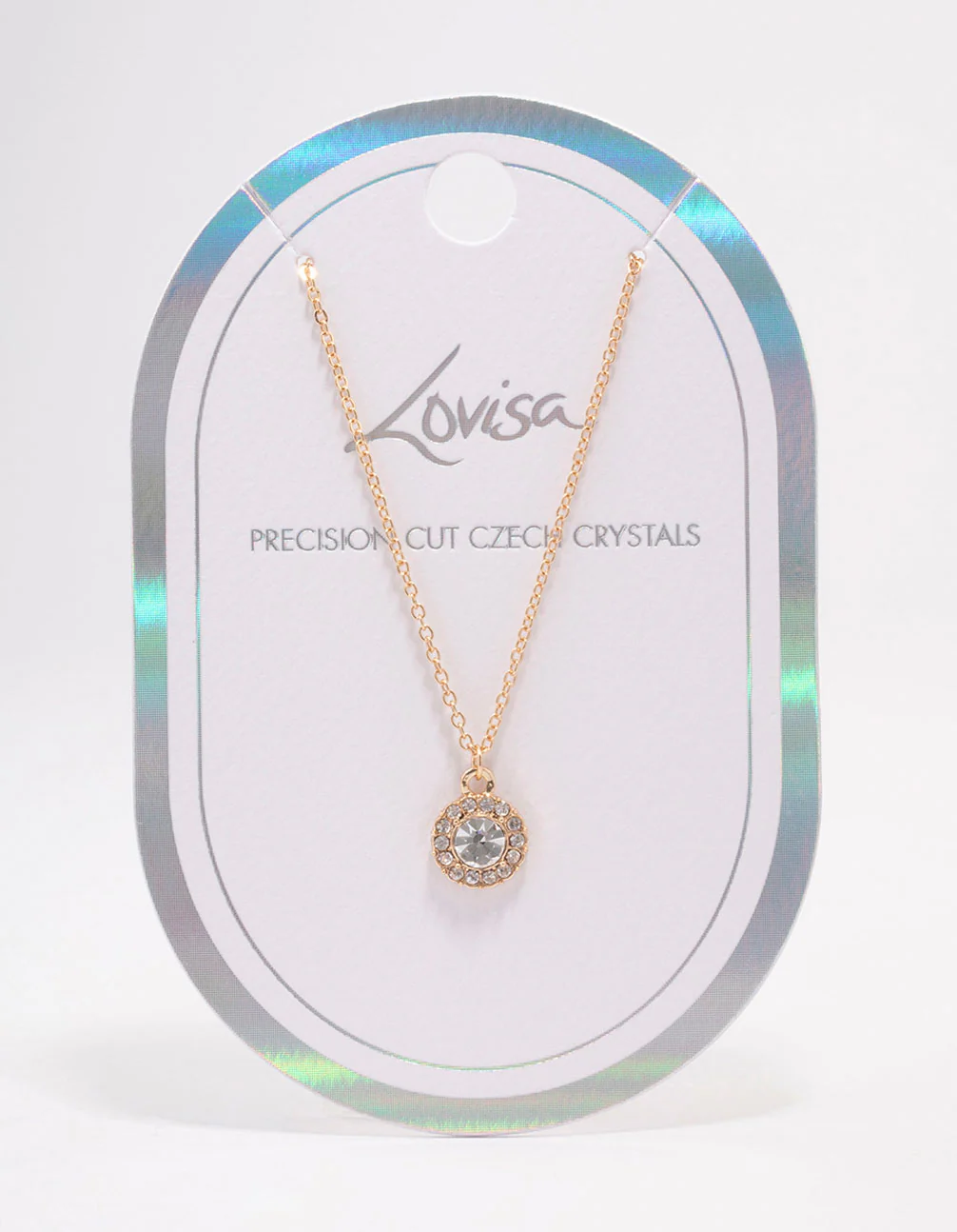 Gold Halo Crystal Pendant Necklace - Image 2