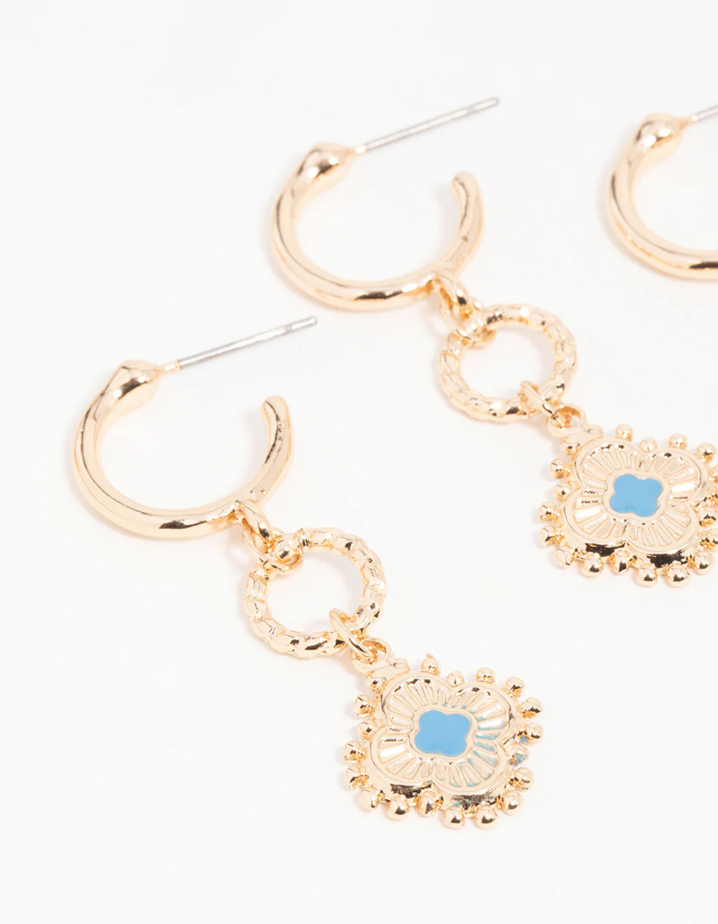 Gold Hamsa Eye Chain Earrings 3-Pack - Image 2