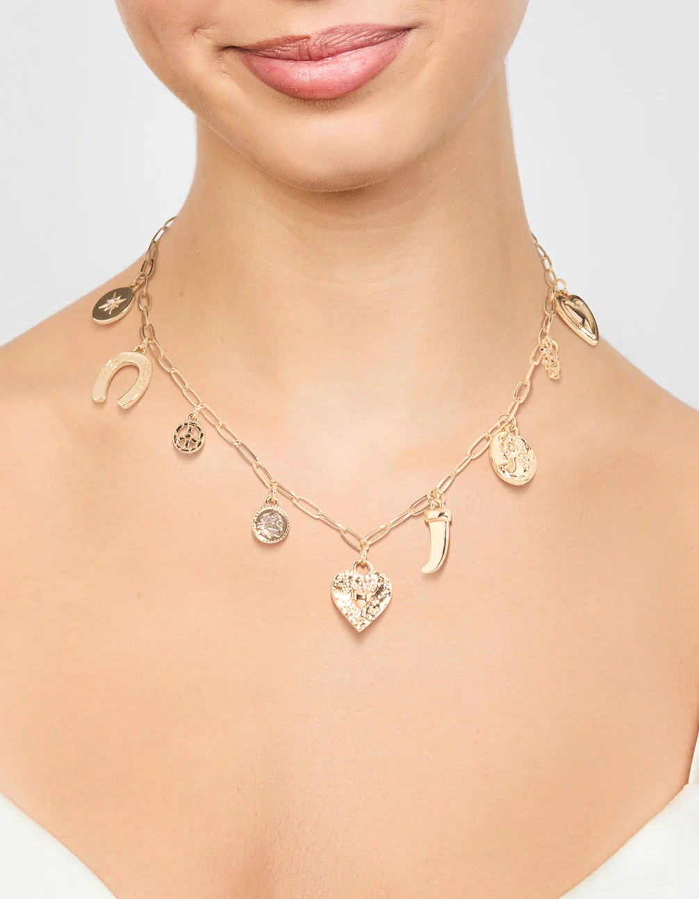Gold Heart Celestial & Horseshoe Charm Necklace - Image 2