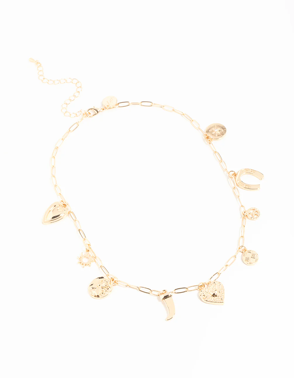 Gold Heart Celestial & Horseshoe Charm Necklace - Image 4