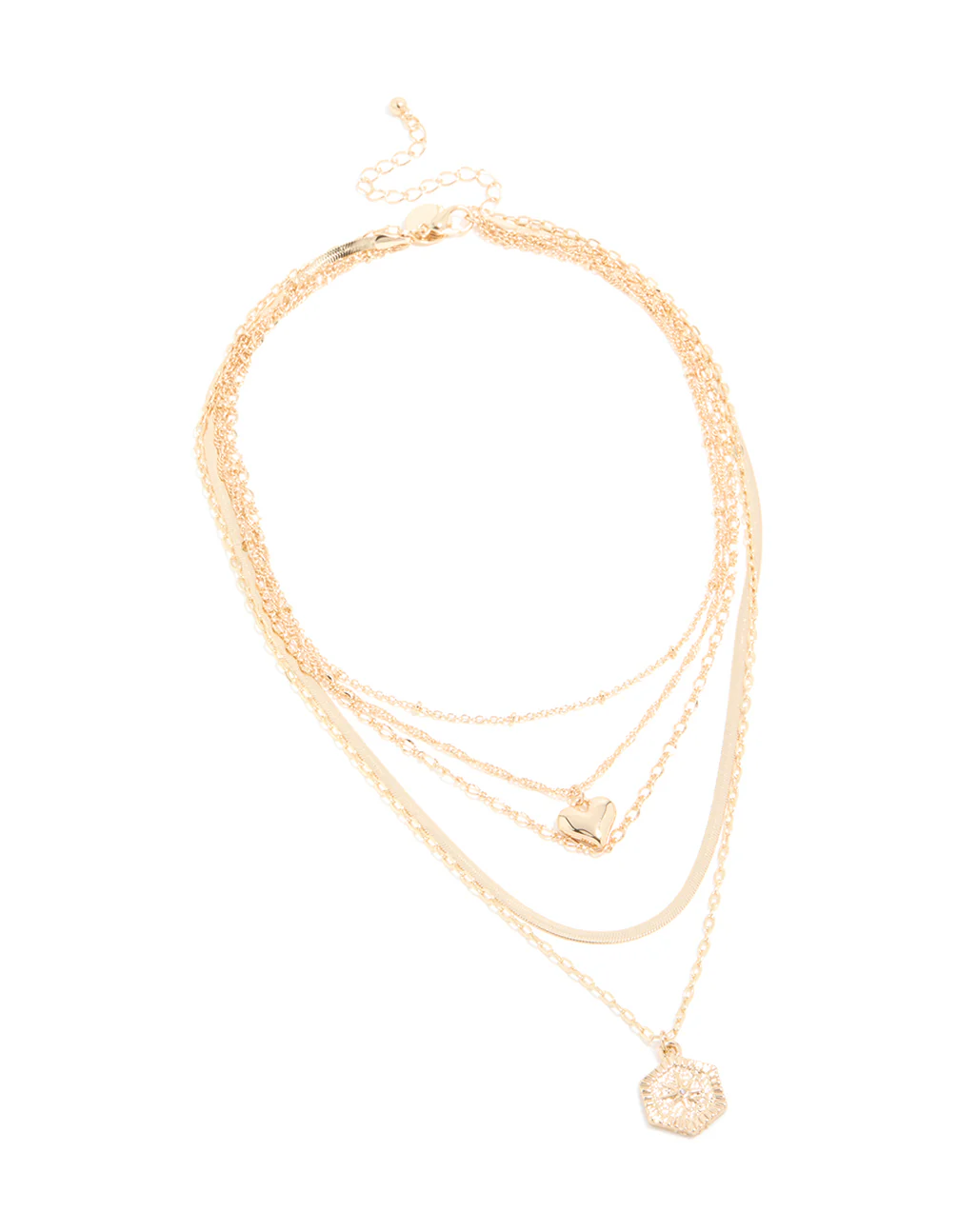 Gold Heart & Compass Layered Necklace - Image 2