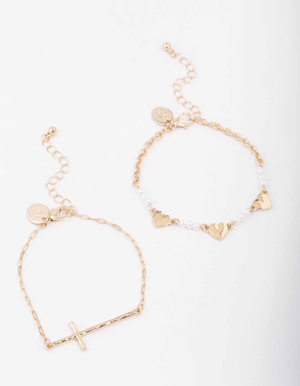 Gold Heart Cross Bracelet - Image 3