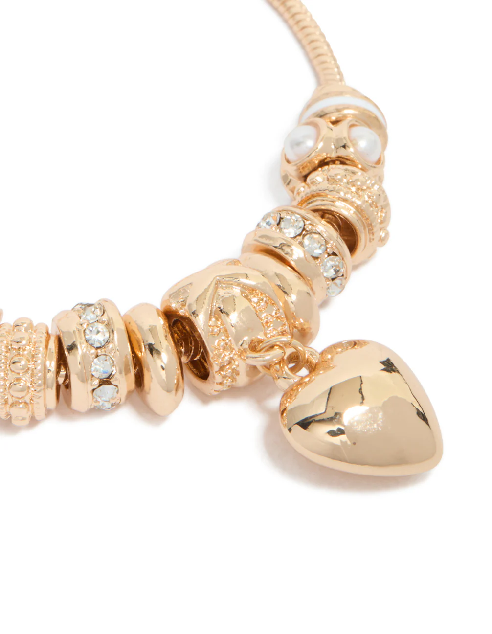 Gold Heart & Pearl Charm Toggle Bracelet - Image 4