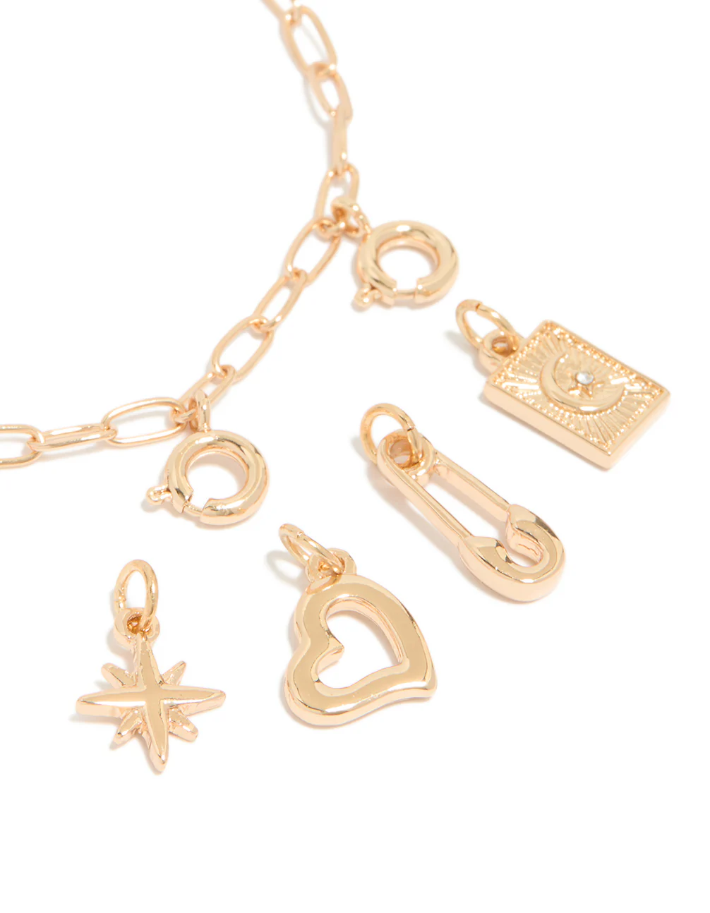 Gold Heart Star & Moon Charm Bracelet - Image 2