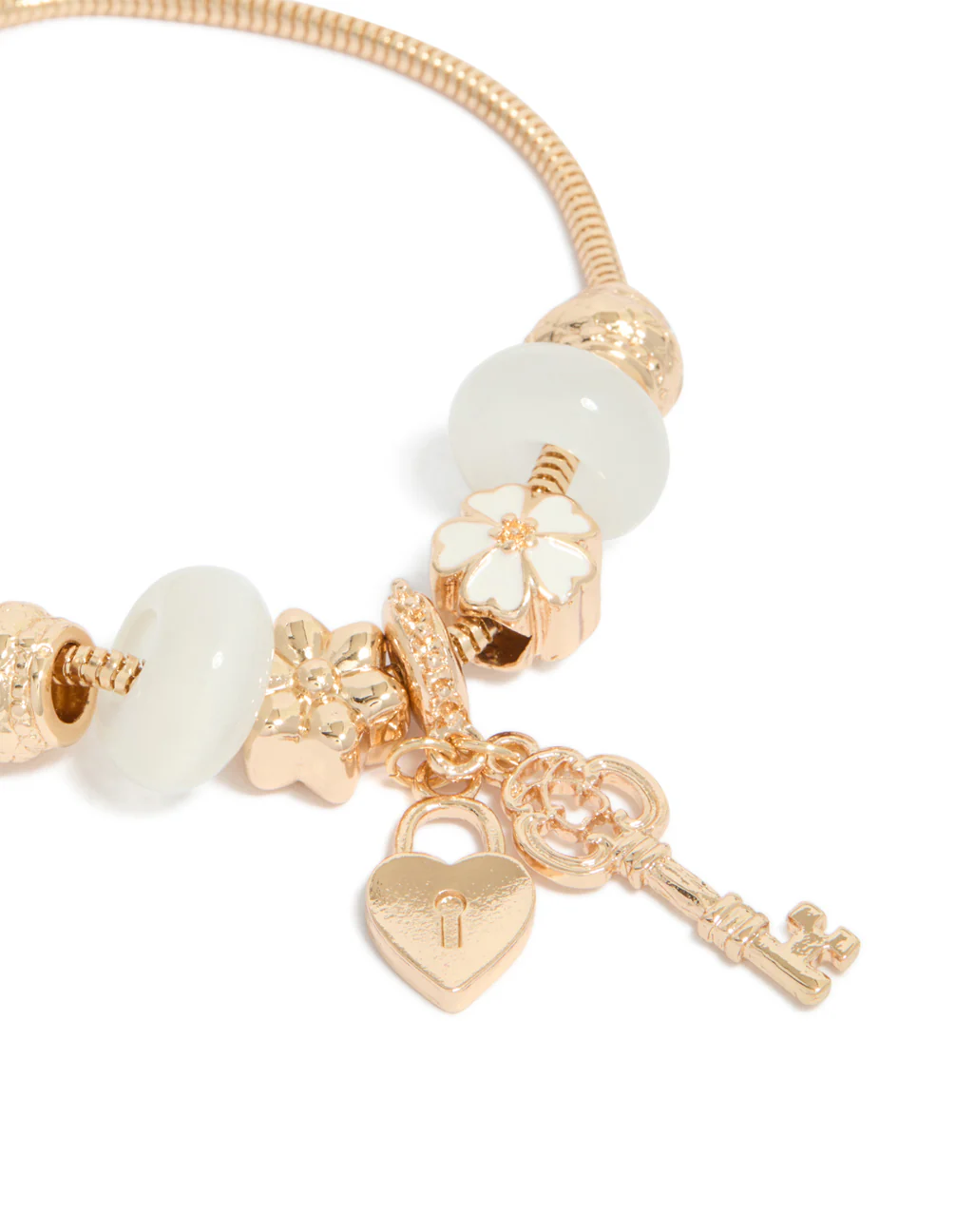 Gold Key & Lock Charm Toggle Bracelet - Image 3