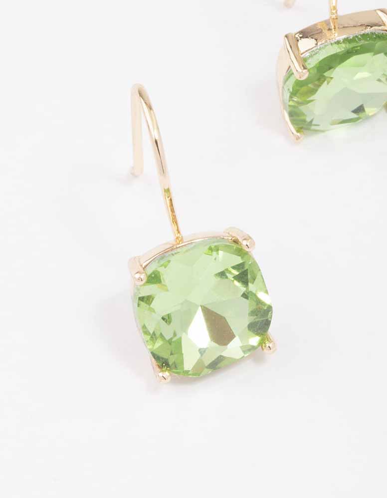Gold Large Diamante Gem Drop Earrings - Image 2