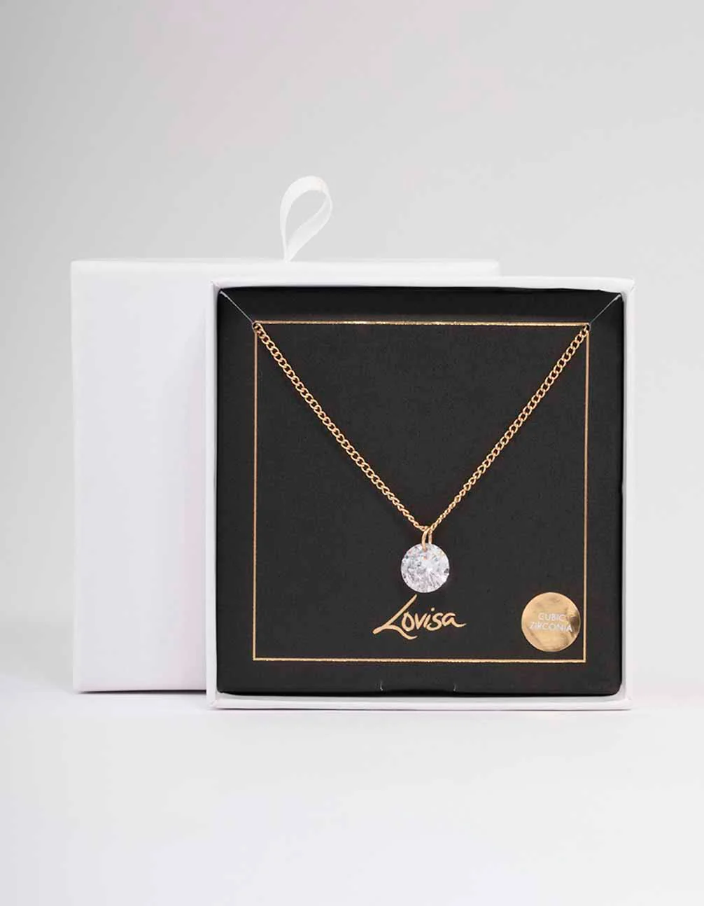 Gold Large Floating Diamante Necklace - Image 2