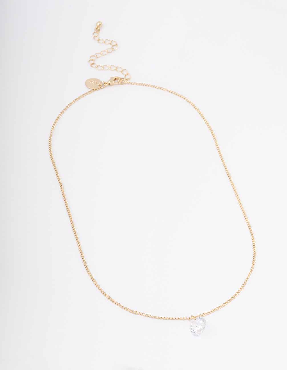 Gold Large Floating Diamante Necklace - Image 3