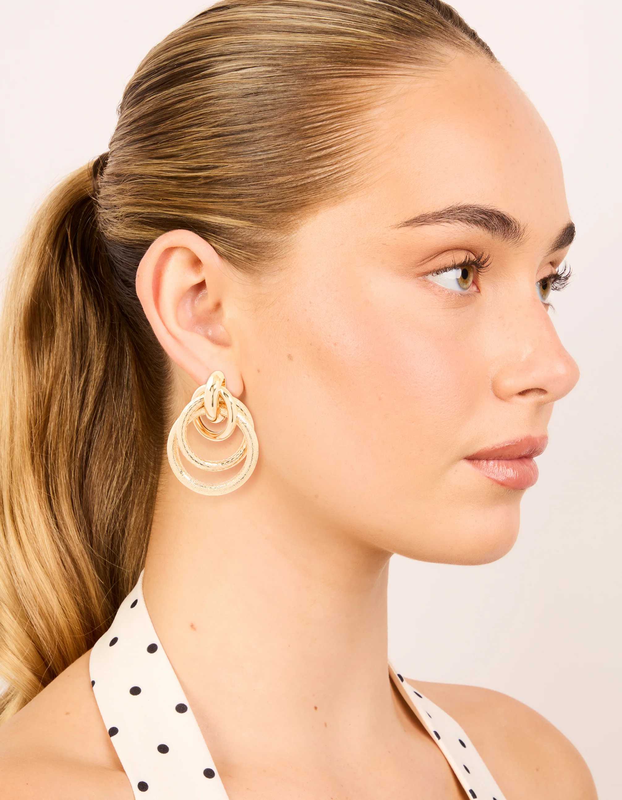 Gold Layered Tube Earrings - Image 3